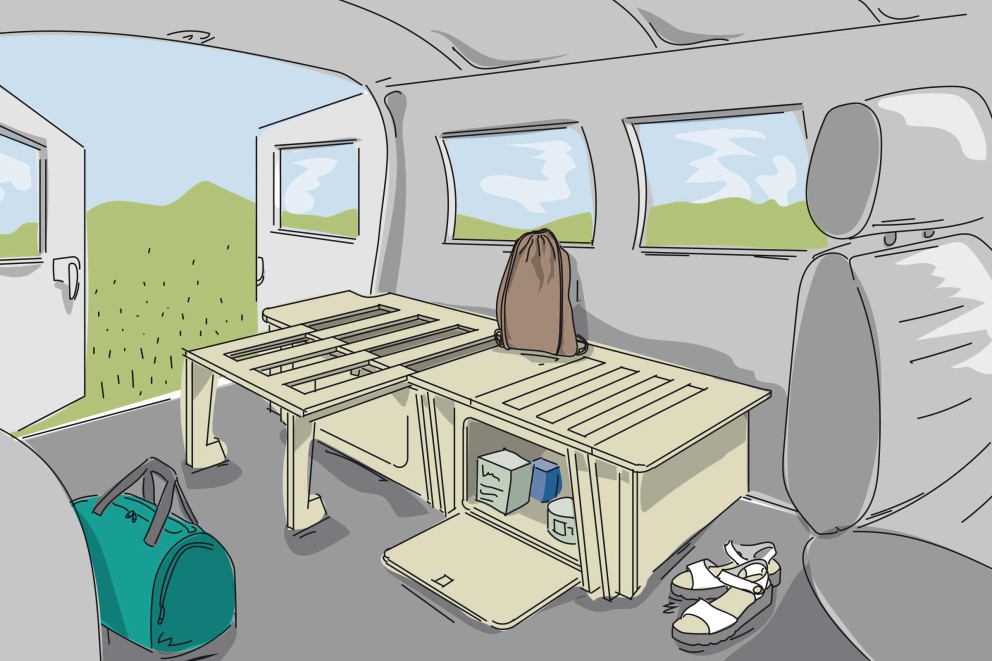 Campingbox Bett für VW aufbauen