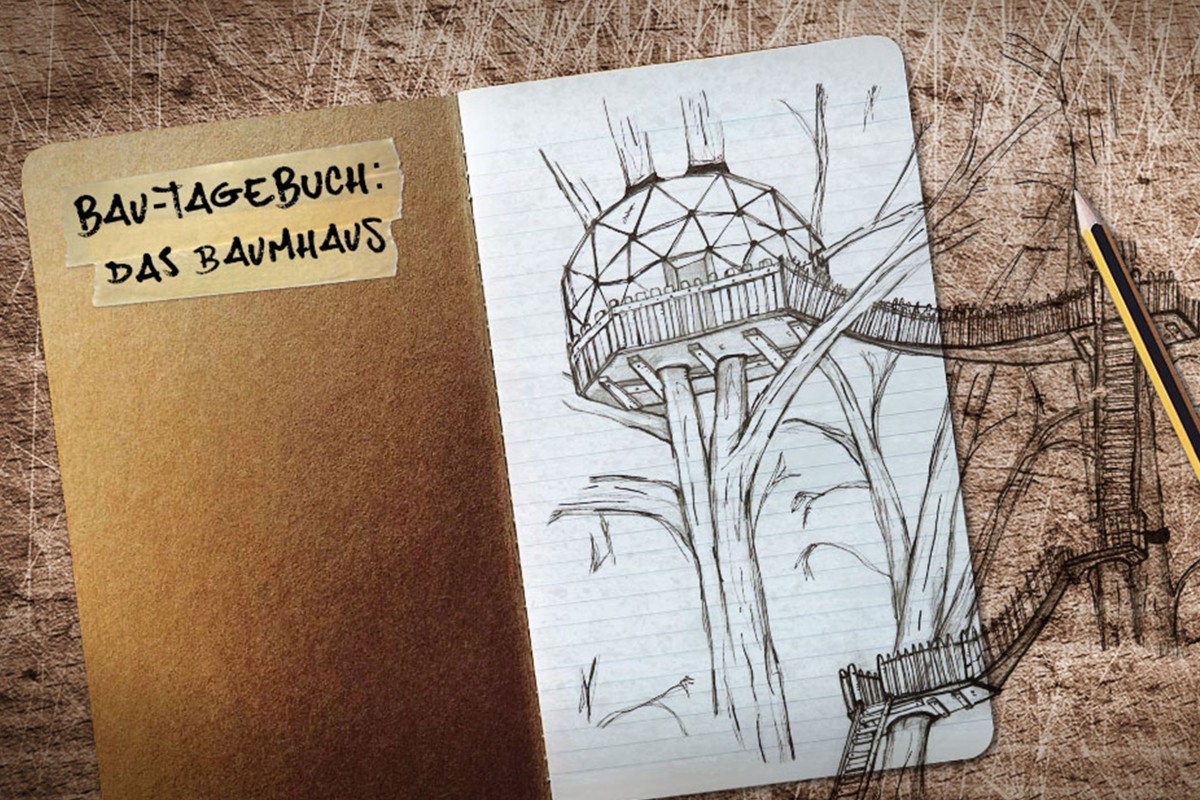 Bau Tagebuch: Das Baumhaus; Skizze von einem Baumhaus; 