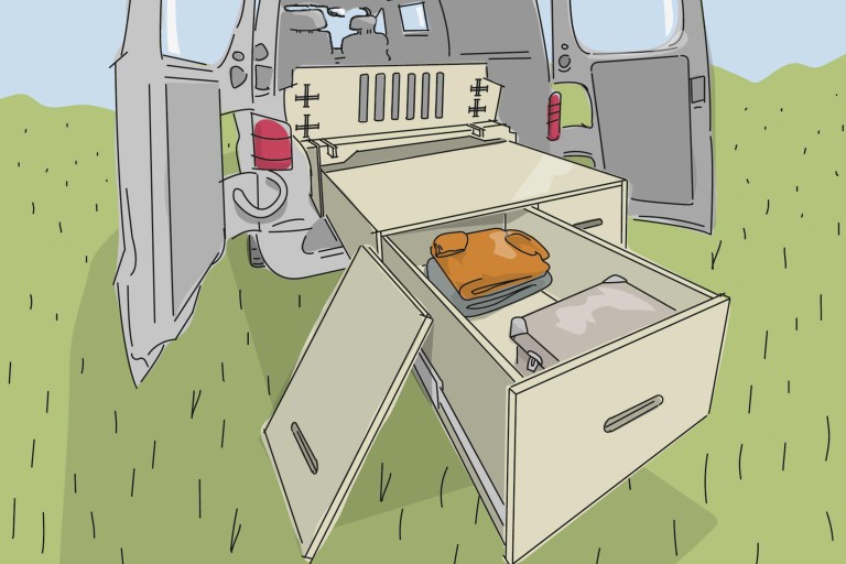 Campingbox Heckbett & Schubladensystem für VW aufbauen
