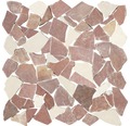 Polygonales Marmor-Natursteinmosaik Biancone & Rosso Verona