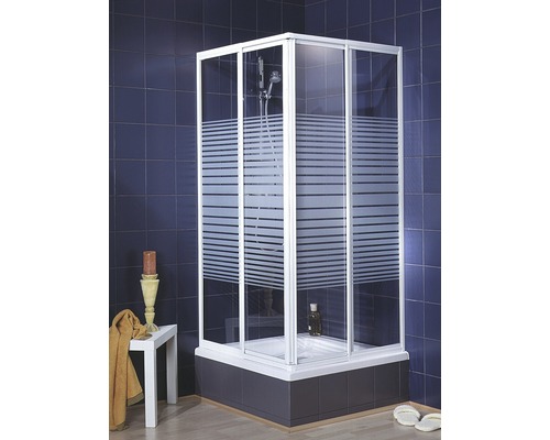 Eckeinstieg Lugano 800x800 mm bzw. 900x900 mm Kunstglas Dekor Querstreifen