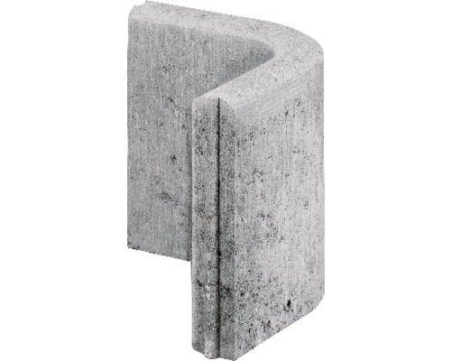 Rasenbordstein Rundwinkel 90° grau mit Nut und Feder 25 x 25 x 5 cm