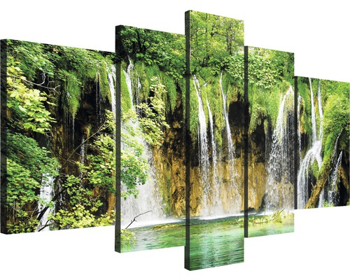 Leinwandbild Wasserfall II 5er-Set 170x100 cm