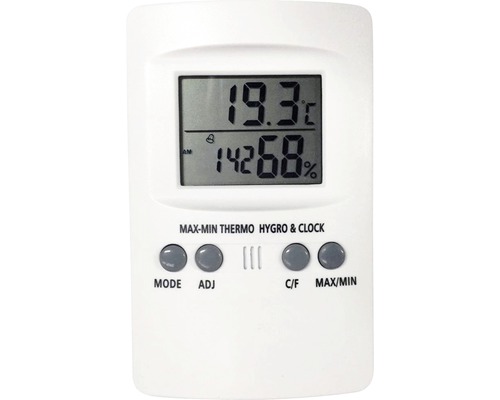 Digital Innenthermometer Hygrometer Zimmerthermometer Luftfeuchte Min Max Uhr DE 