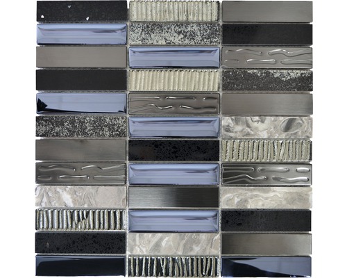 Glasmosaik NIGHT 58X mix schwarz/silber 29,8x29,8 cm