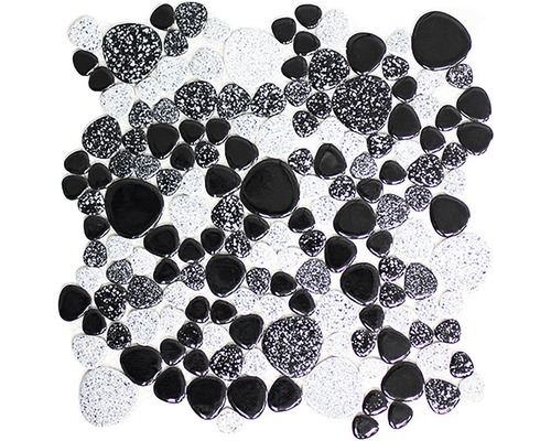 Keramikmosaik XKM 33 weiß/schwarz 30x30 cm