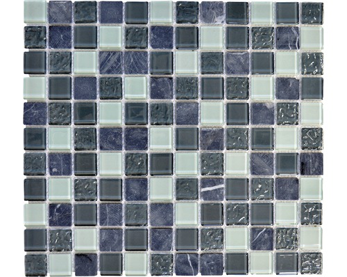 Glasmosaik mit Naturstein CM M422 30,2x32,7 cm mix grau