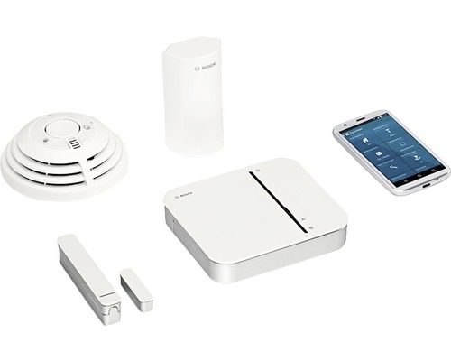 Bosch Smart Home Starter Set Sicherheit inkl. Controller, Tür-/Fensterkontakt, Bewegunsmelder und Rauchmelder