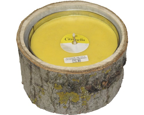 Citronellakerze Wood Holz-Metall Ø 20 H 10 cm gelb