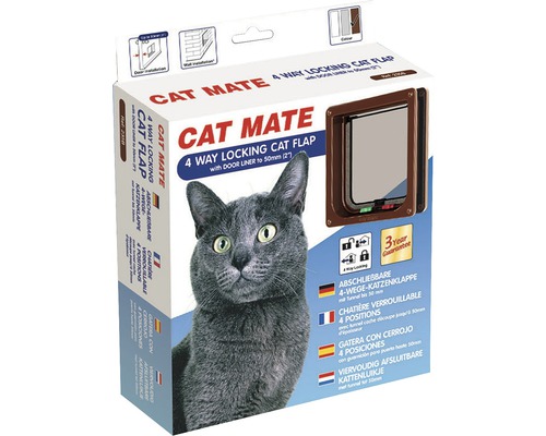 Katzenklappe Cat Mate 4-Wege Magnet abschließbar 192x200 mm braun