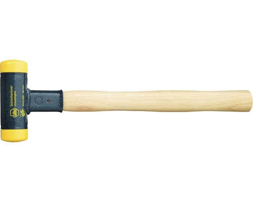 Schonhammer rückschlagfrei Wiha 30 mm Kopfdurchmesser mit Hickory-Holzstiel und Rund-Schlagkopf mittelhart