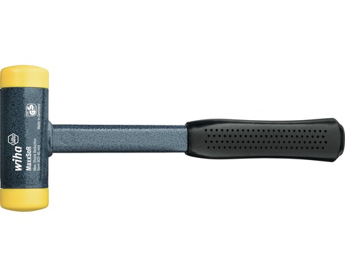 Schonhammer rückschlagfrei Wiha 40 mm Kopfdurchmesser mit Stahlrohrstiel und Rund-Schlagkopf mittelhart