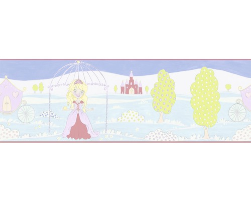 Bordüre Kunterbunt Prinzessin weiß rosa 5 m x 16,6 cm-0