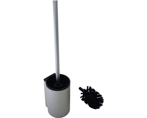 WC-Bürstengarnitur KEUCO Plan mit schwarzen Kunststoffeinsatz 14972170200 aluminium silber eloxiert/weiß