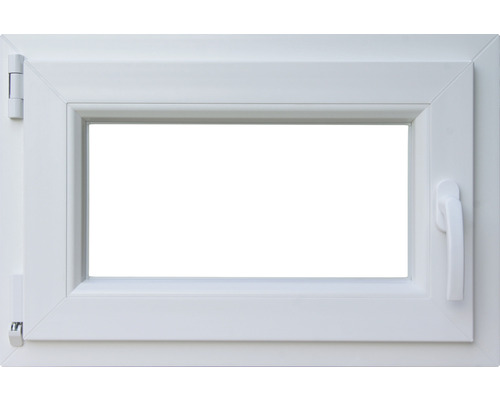 Kellerfenster Dreh-Kipp Kunststoff RAL 9016 verkehrsweiß 600x400 mm DIN Links (2-fach verglast)-0
