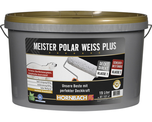 HORNBACH Wandfarbe Meister Polarweiß Plus konservierungsmittelfrei 15 l-0
