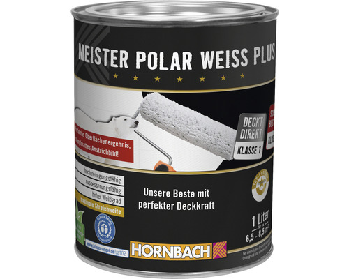 HORNBACH Wandfarbe Meister Polarweiß Plus konservierungsmittelfrei 1 l-0