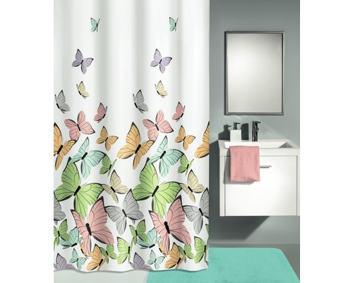 Duschvorhang Kleine Wolke Butterflies multicolor Textil 180 x 200 cm-0