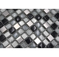 Glasmosaik XCE 88 mix silber/schwarz 30,5x32,2 cm