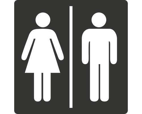 Schild "Toilette Damen/Herren" selbstklebend 100x100 mm