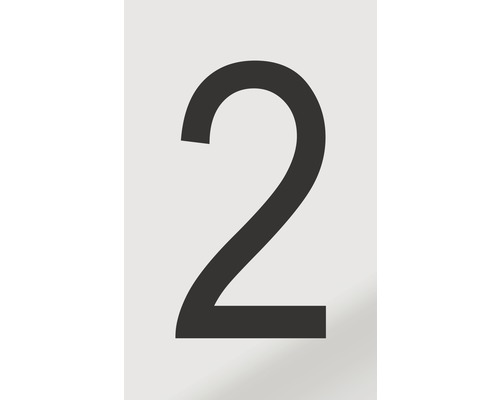 Aufkleber Zahl "2" Alu schwarz bedruckt 60x100 mm