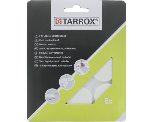 Tarrox Filzgleiter 33x6 mm rund weiß 6 Stück selbstklebend