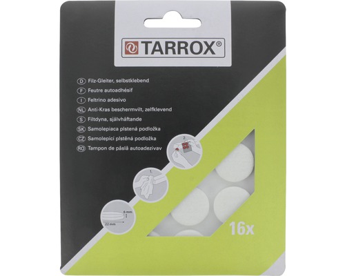 Tarrox Filzgleiter 22x6 mm rund weiß 16 Stück selbstklebend