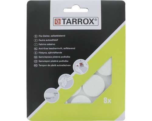 Tarrox Filzgleiter 28x6 mm rund weiß 8 Stück selbstklebend