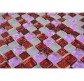 Glasmosaik XCM M730 30x30 cm rot/pink/weiß matt