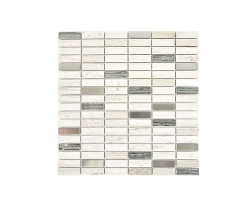 Natursteinmosaik XNM SM67 29,8x30,4 cm grau/weiß