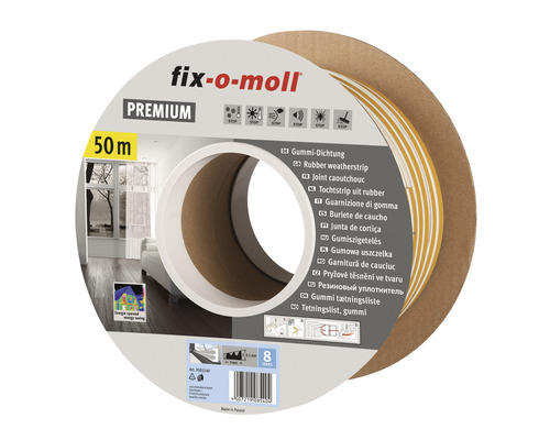 fix-o-moll E-Profildichtung selbstklebend weiß 50 m 4 x 9 mm