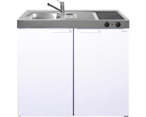 Miniküche stengel Kitchenline MK100, Breite 100 cm, Becken Links, weiß glänzend 1110000004100