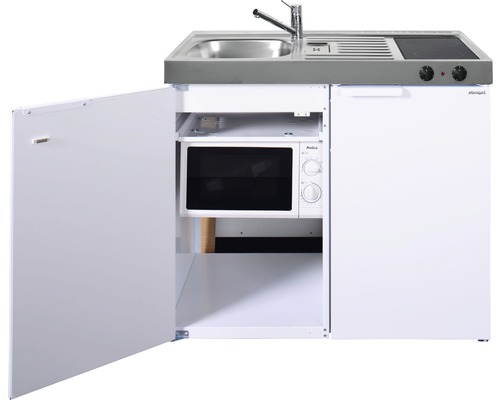 Miniküche Stengel-Küchen Kitchenline 100 cm Frontfarbe Weiß Glänzend Korpusfarbe Weiß inkl. Einbaugeräte 1110001004100