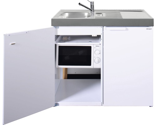 Miniküche Stengel-Küchen Kitchenline 100 cm Frontfarbe Weiß Glänzend Korpusfarbe Weiß inkl. Einbaugeräte 1110001006100