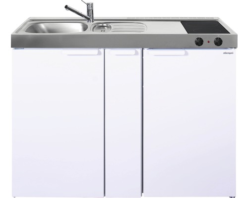 Miniküche stengel Kitchenline MK120A, Breite 120 cm, Becken Links, weiß glänzend 1112000204100