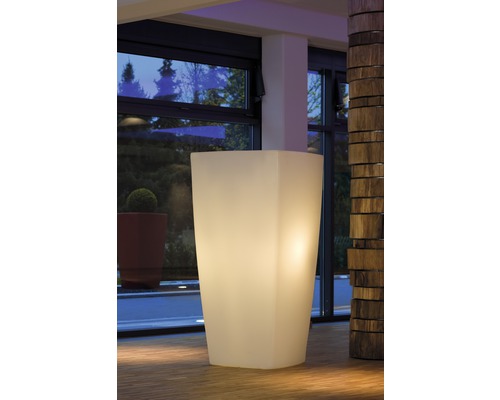Pflanzvase beleuchtet Degardo Trevia III Kunststoff außen und innen 57x57x110 cm warmweiß