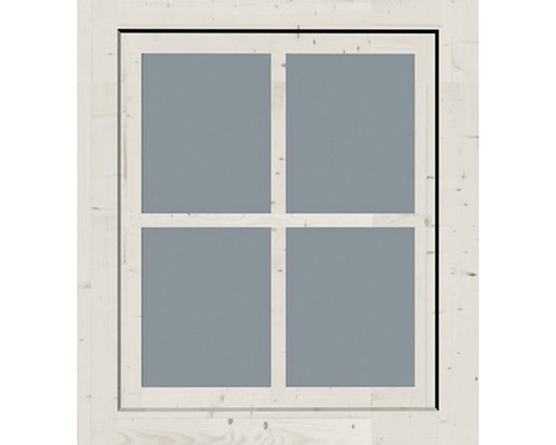 Einzelfenster für Gartenhaus 28/38 mm Karibu Dreh-/Kippbeschlag mit Umrüstleisten Set für 38 mm 69x80 cm elfenbeinweiß