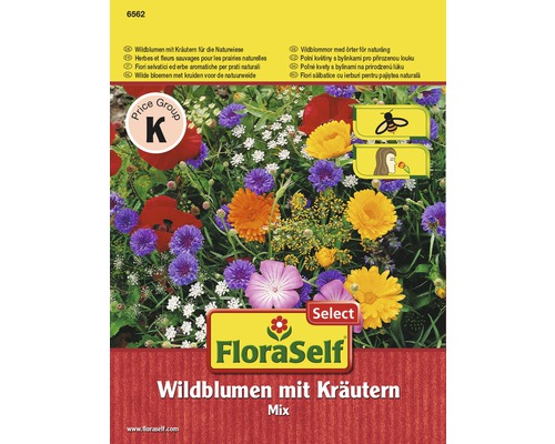 Blumenwiesensamen FloraSelf Wildblumen mit Kräutern für Naturwiese samenfestes Saatgut-0