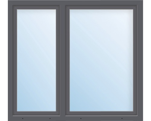 ARON Basic Kunststofffenster 2-flg.weiß/anthr mit Stulppfosten Breite 1400 mm 