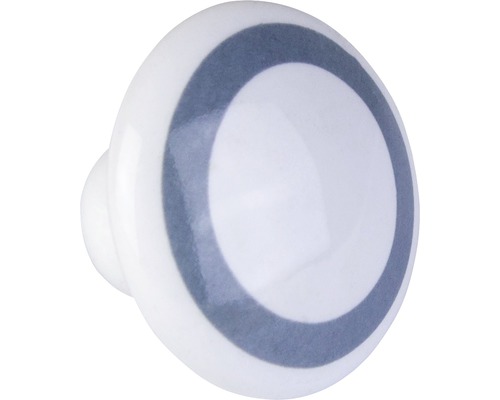 Möbelknopf Porzellan weiß/grau rund ØxH 33/24 mm-0