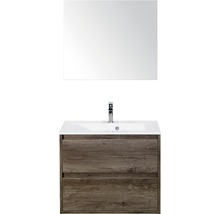 Badmöbel-Set Sanox Porto BxHxT 70 x 170 x 50 cm Frontfarbe nebraska oak mit Waschtisch Mineralguss weiß und Waschtischunterschrank Waschtisch Spiegel-thumb-0