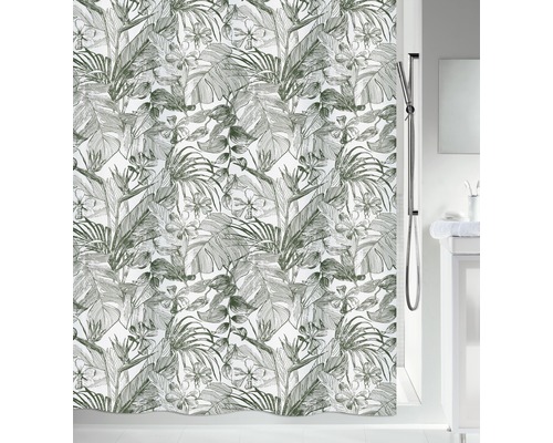 Duschvorhang spirella Tropic Textil 180 x 200 cm darkgreen-0