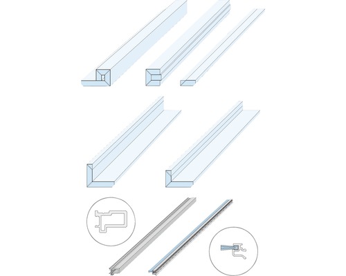 Knauf Zargenlose Türlaibung für Glastürblatt Fertigwanddicke 125 mm Pocket Kit Schiebetürsystem