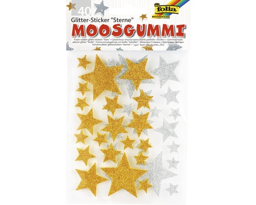 Moosgummi Glitter-Sticker Sterne 40-tlg.-0