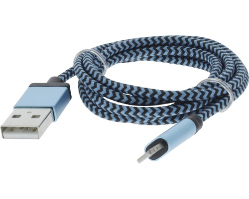 Lade + Datenkabel 8-Pins / USB MFi-zertifiziert 100 cm textil blau-0