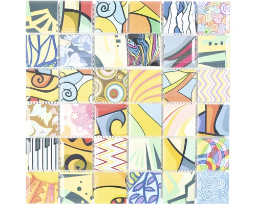 Keramikmosaik Quadrat mix art bunt 29,1x29,1 cm