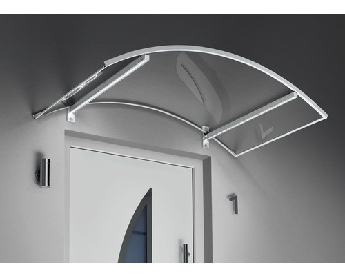 Gutta Bogenvordach mit LED 150x90 cm weiß mit Polycarbonat-Abdeckung klar-0