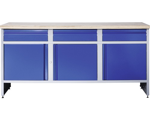 Werkbank Industrial B 1.0 1770 x 880 x 700 mm 3 Türen 9 Schubladen grau/blau-0