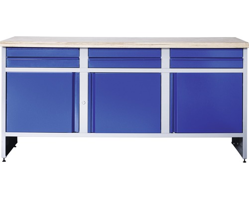 Werkbank Industrial B 2.0 1770 x 880 x 700 mm 3 Türen 6 Schubladen grau/blau