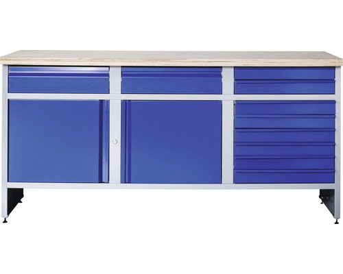 Werkbank Industrial B 6.2 1770 x 880 x 700 mm 2 Türen 10 Schubladen grau/blau-0